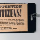 1864 Civil War flyer hand-out Luggage or Book Bag Tag