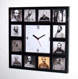 Civil War Confederate Generals Clock with 12 pictures