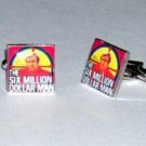 retro Six Million Dollar Man cuff links silver