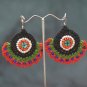 Black/Orange Handmade Crochet Beaded Hoop Gypsy Boho Hippie Earrings