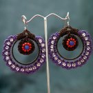 Purple/Brown Handmade Crochet Beaded Hoop Gypsy Boho Hippie Earrings