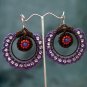 Purple/Brown Handmade Crochet Beaded Hoop Gypsy Boho Hippie Earrings