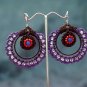 Purple/Brown Handmade Crochet Beaded Hoop Gypsy Boho Hippie Earrings