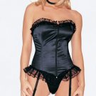 Satin Zipper Front Corset with Lace up Back