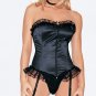 Satin Zipper Front Corset with Lace up Back