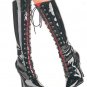 Seduce - Women's Lace Up Knee Boots with Interchangeable Color Tongues