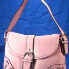 Laced Design Handbags with Buckled Strap & Rhinestone Buckle - Pink