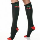 Knee Socks with Ruffle Trim & Woven Cherry Design