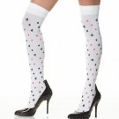Opaque Thigh Highs with Card Suit Symbols