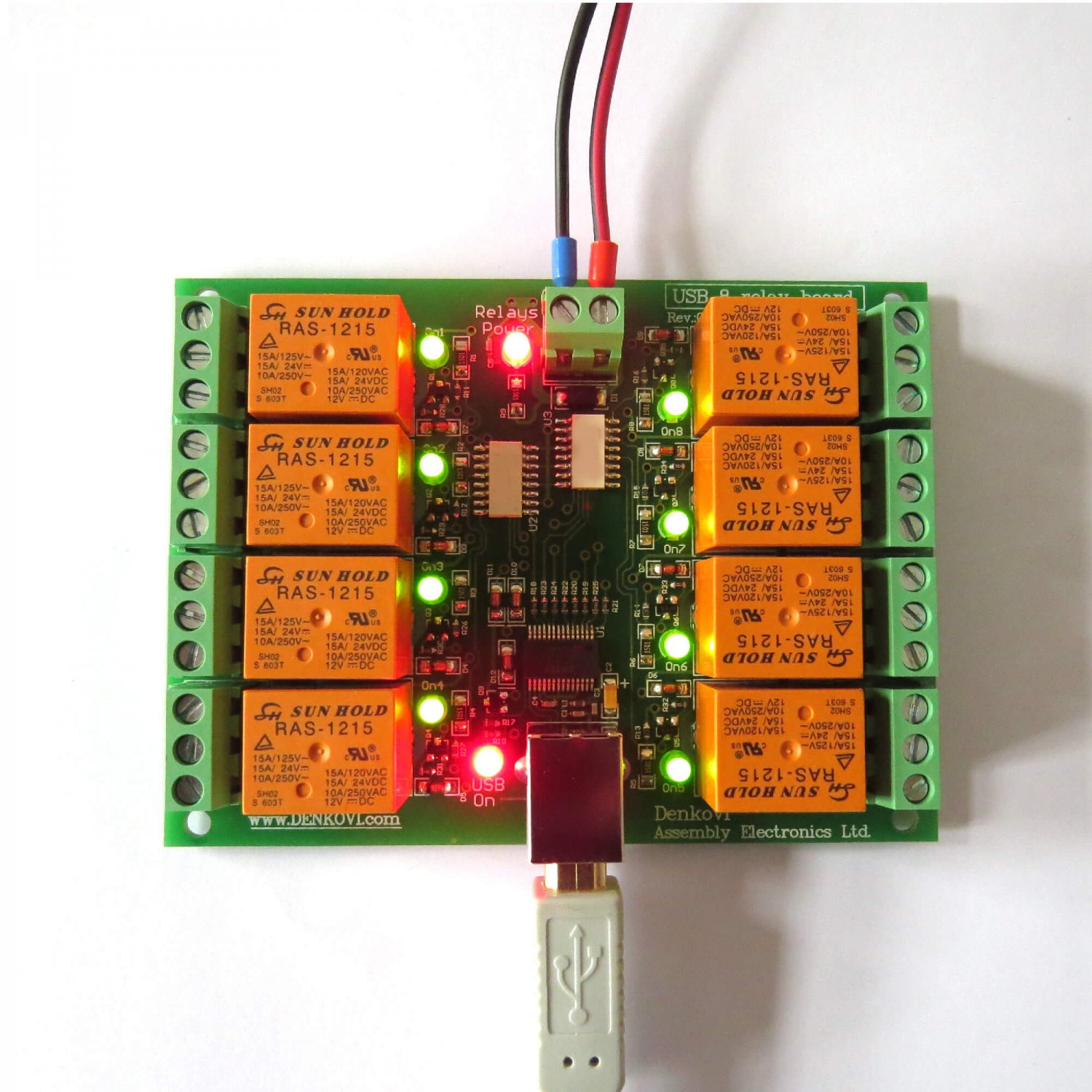 USB Eight Channel Relay Board for Automation, 12V
