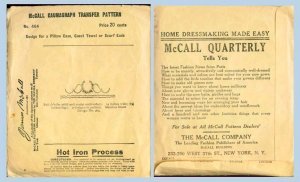 Original 1920's McCall Kaumagraph Transfer Pattern #464 Design for Pillow Case, Guest Towel +