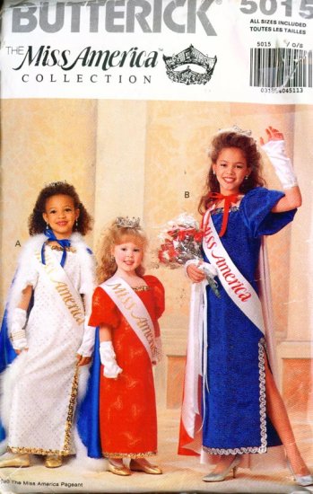 Butterick 5015 MISS AMERICA Collection Girl's Cape, Dress & Gloves Size 4-14