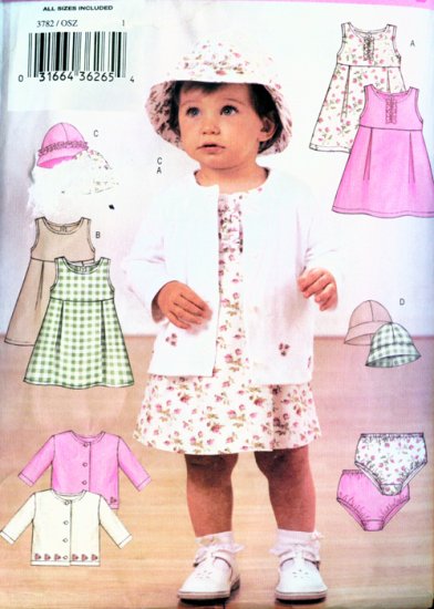 Butterick 3782 Infants Dress Sweater Panties adn hat Sewing Pattern Size Small