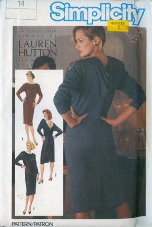 Vintage 80s Simplicity 6701 Lauren Hutton Collection SEXY Low V Back Dress Size 14 UNCUT