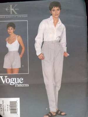 Vogue 1379 American Designer Calvin Klein Shorts adn Pants Sewing Pattern Size 14-18 UNCUT