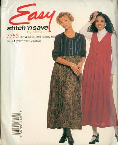 Stitch and Save 7753 EASY Misses Jumper Sewing Pattern Size 8-14 UNCUT