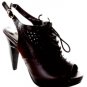 Brown Oxford Slingback Peep Toe Heel Pump