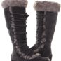Suede Lace Up Fur Round Toe Low Wedge Boots