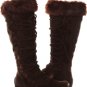 Suede Lace Up Fur Round Toe Low Wedge Boots