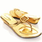 Braid Rhinestone Strap Thong Wedge Flat Sandal