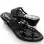 Braid Rhinestone Strap Thong Wedge Flat Sandal