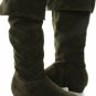Green Suede Tall Pointy Toe FoldOver Flat Boot