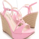 Pink Strap Espadrille Platform Wedge Heel