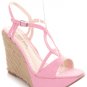 Pink Strap Espadrille Platform Wedge Heel