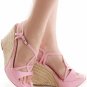 Pink Strap Espadrille Platform Wedge Heel