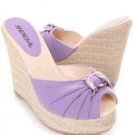 Canvas Peep Toe Platform Wedge Slides Sandals
