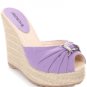 Canvas Peep Toe Platform Wedge Slides Sandals