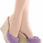 Canvas Peep Toe Platform Wedge Slides Sandals