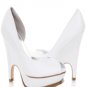 Leather Peep Toe Platform Pump Wedge Heel