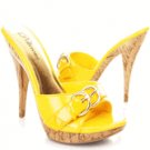 Patent Open Toe Platform Slide Heel Sandals