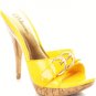 Patent Open Toe Platform Slide Heel Sandals