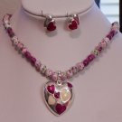 Purple and White Porcelain Necklace Set
