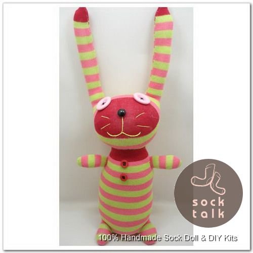 Handmade Sock Monkey Rabbit Bunny Stuffed Animals Doll