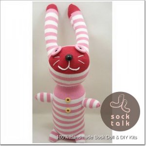 Handmade Sock Monkey Rabbit Bunny Stuffed Animals Doll
