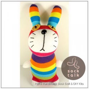 Handmade Sock Monkey Rabbit Bunny Stuffed Animals Doll