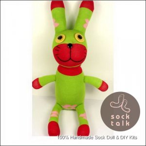 Handmade Sock Monkey Rabbit Bunny Stuffed Animals Doll