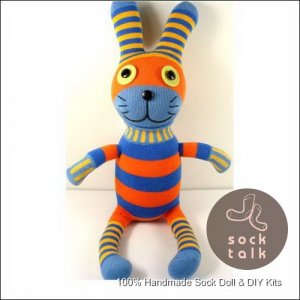 Handmade Sock Monkey Rabbit Bunny Stuffed Animals Doll