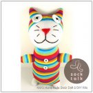 Handmade Sock Monkey Cat Kitty Stuffed Animals Doll