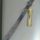 EZ squeeze open latch adjustable dog collar in blue Navajo design - medium 14-21 inch neck