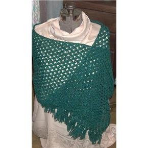 Green with Blue Scarf hand knotted/loomed vintage never used