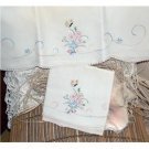 Hand Embroidered pillowcases Lily-of-the-Valley... butterfly