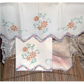 Hand Embroidered pillowcases orange and yellow Daisies...