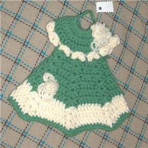 crocheted decorative green hot pad or DRESS up your dish soap