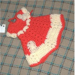 crocheted decorative red hot pad or DRESS up your dish soap