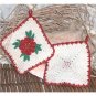 Crocheted red-white Decorative Potholders Hand Made vintage