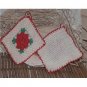 Crocheted white-red Wall Decoration Potholders Hand Made